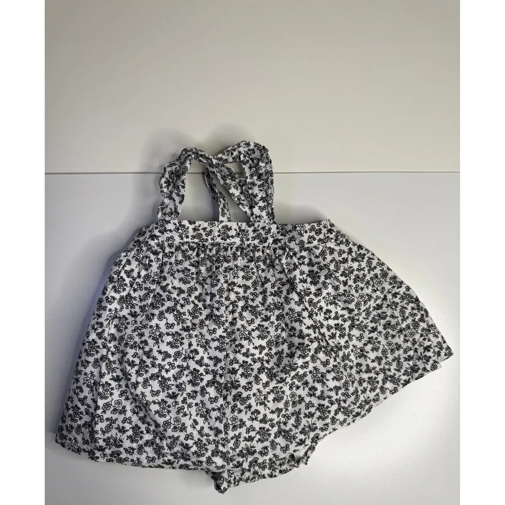 Janie and Jack Baby Girl Floral Halter Top Bloomer Set Black White 3-6M